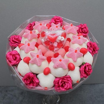 BOUQUET DE BONBONS "ROSE-VERT"