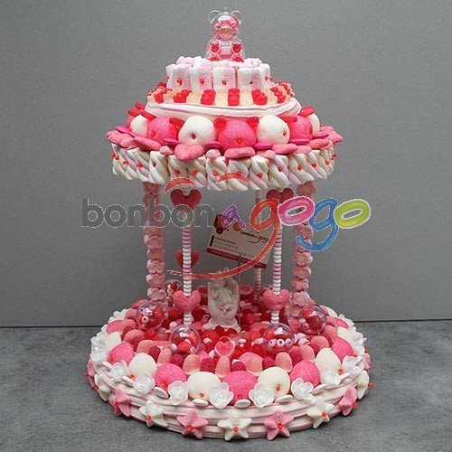 piece montee de bonbons manege rose