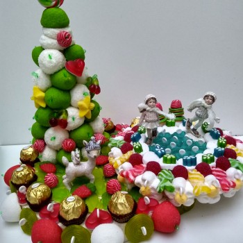 GÂTEAU DE BONBONS "PATINOIRE DE NOËL"