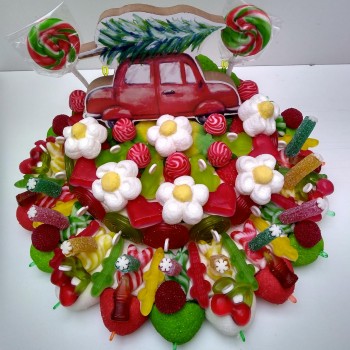 GÂTEAU DE BONBONS "SANTA CAR"