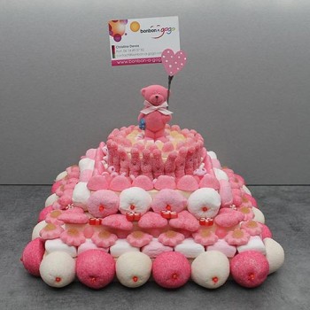 GÂTEAU DE BONBONS "PINK TEDDY"